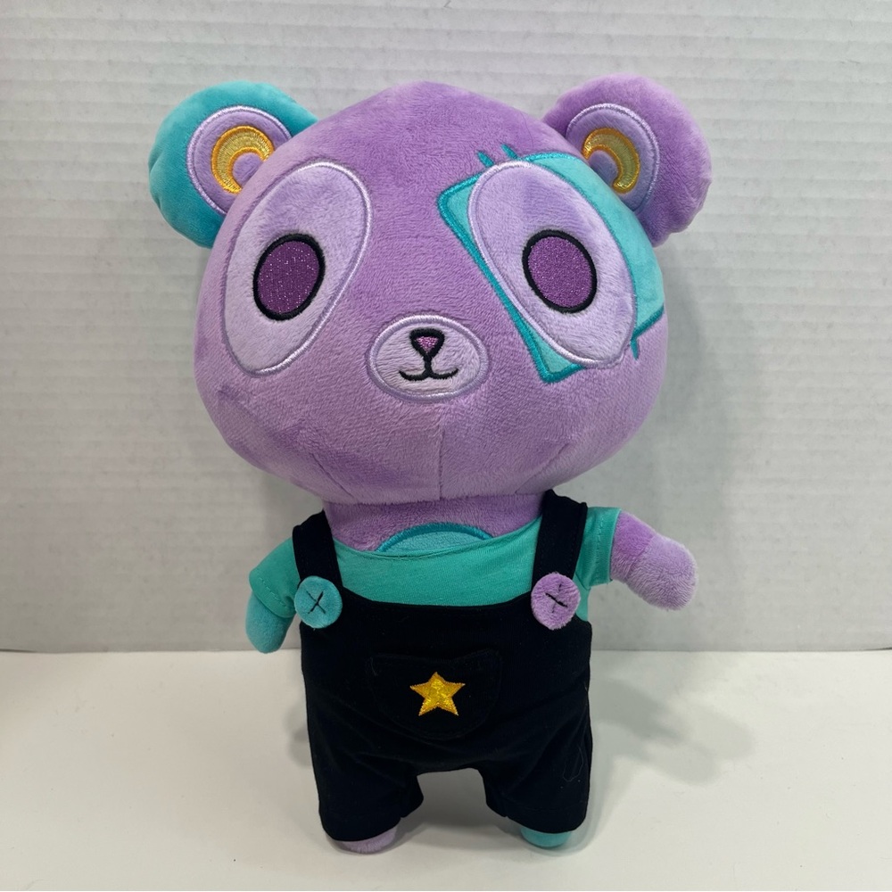KREW District Plush Lunar Teddy with Black Overalls & Shirt 12" Purple Krewbies